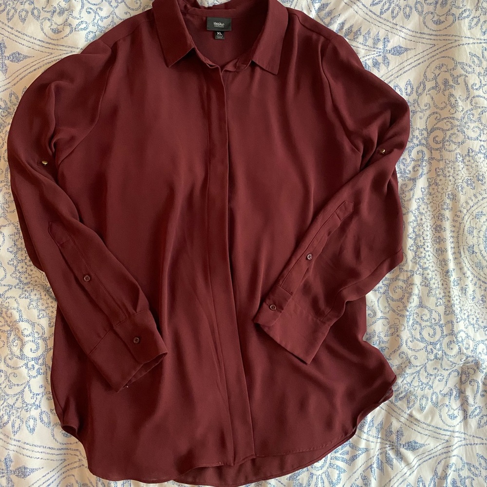 Maroon Button Down Blouse